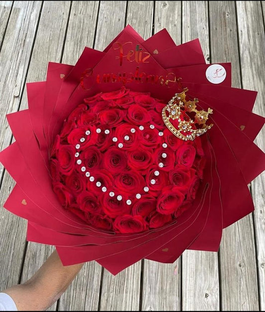 50 Red rose Pearl heart👑❤️